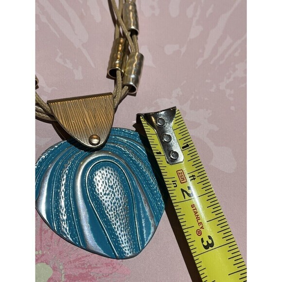 Necklace Pendant Blue & Gold Statement Women’s Large Costume Y2K Fairycore - Picture 9 of 10